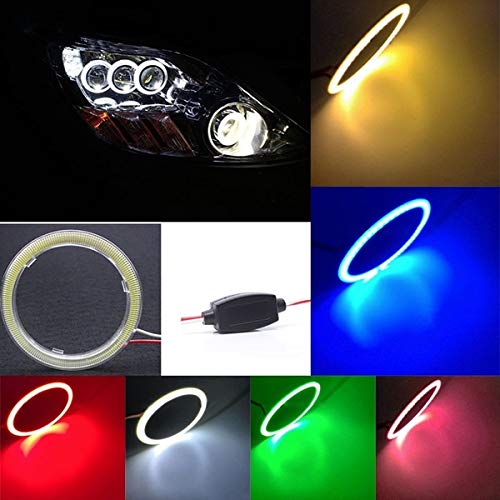 Image of 93 LED CCFL Headlight COB Angel Eyes Halo Ring Lamp (Warm White, Red, 2 x 80mm), Pack of 2