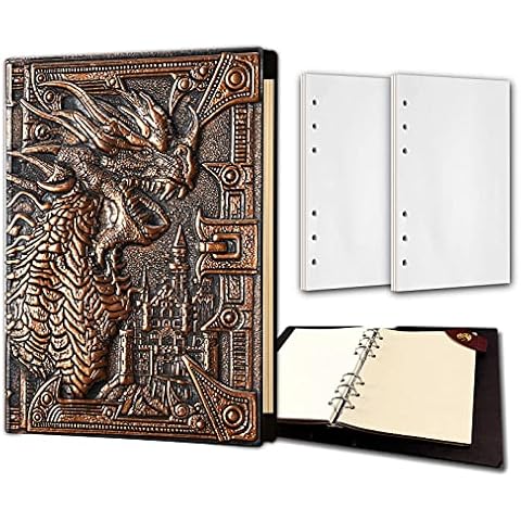 Ancient Deer DND Notebook/Journal,3D Flying Dragon Journal Embossed Writing Notebook Gift for Men Dad Father Day Birthday Gift for RPG Dungeons and Dragons GM&Player Gifts Cover