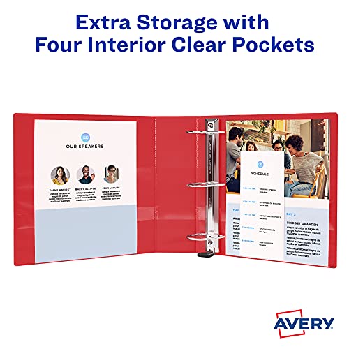 Avery Heavy-Duty View 3 Ring Binder, 3 Inch One Touch Ezd Rings, 3.5 Inch Spine, 1 Red Binder (79325) #TOP3