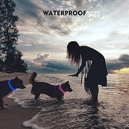 NOVKIN LED Dog Collar , Rechargeable Light Up Dog Collars,IP67 Waterproof Dog Lights for Night WalkingAdjustable, Reusable Safety Necklace for Small Medium Large dogs (Green)