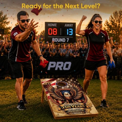 Image of Cornhole Board Set for Adults, Premium Wooden Bean Bag Toss Game with 8 All-Weather Bean Bags, Integrated Bean Bag Storage, Foldable Legs Outdoor Game