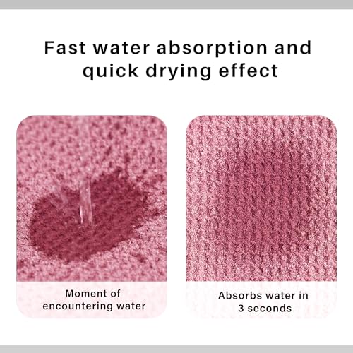 Image of ROLSHOL 2 Pack Microfiber Hair Towel Wrap for Women, 32 inch x 11 inch Waffle Weave Hair Plopping Towel for Curly, Long & Thick Hair, Anti-Frizz Hair Turbans for Wet Hair (Light Pink,Coral Pink)
