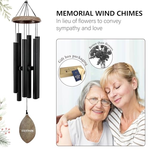 Image of ASTARIN Personalized Name 35 inch Memorial Wind Chimes, Metal Sympathy Gifts for Loss of Mother Father Loved One, Bereavement Wind Chime in Memory Gift, Decor Outdoor Garden Patio, Produced in Texas