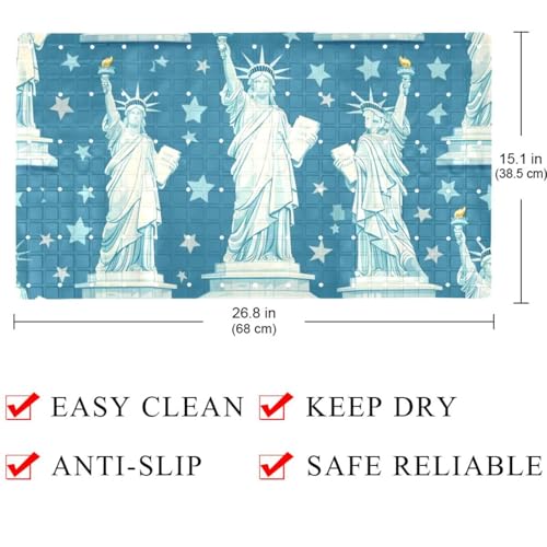 Tapis de bain antidérapant extra long Statue de la Liberté pour douche sécurisée