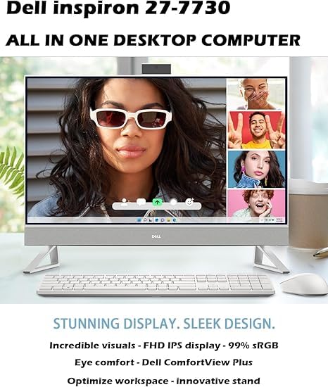 Image of Dell 27 All-in-One Desktop Computer, 27 inch FHD IPS Touch Display, Core 7 150U, NVIDIA GeForce MX570A, 32GB DDR5, 1TB SSD, Wireless KB & Mouse, Windows 11 Pro for Business & Study