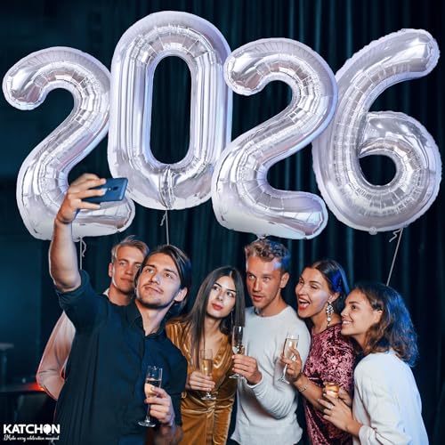 Image of Silver 2026 Balloons 42 Inch, Giant - Silver Graduation Decorations 2026, Foil Number 2026 Graduation Balloons Class of 2026 Decorations | Graduation Party Decorations | Prom Decorations 2026, Katchon