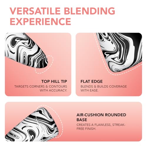 Image of MARY JO K HD Coverage Beauty Blender | Wedge-shaped Design for Even Blending | Semi-rounded Base + Top Hill Tip | Dry & Wet Use | For Full Face Professional Makeup | Available in 6 Colors | (Black & Purple)