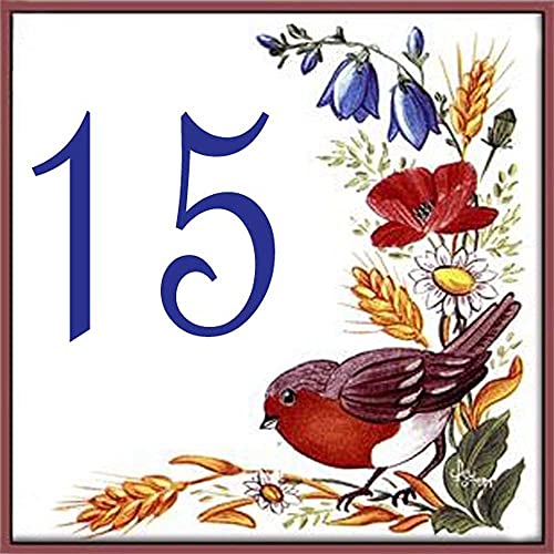 Placa con número de casa y nombre de la calle - loza - 10,8x10,8x0,5cm - ¡Indique el número deseado! Cover