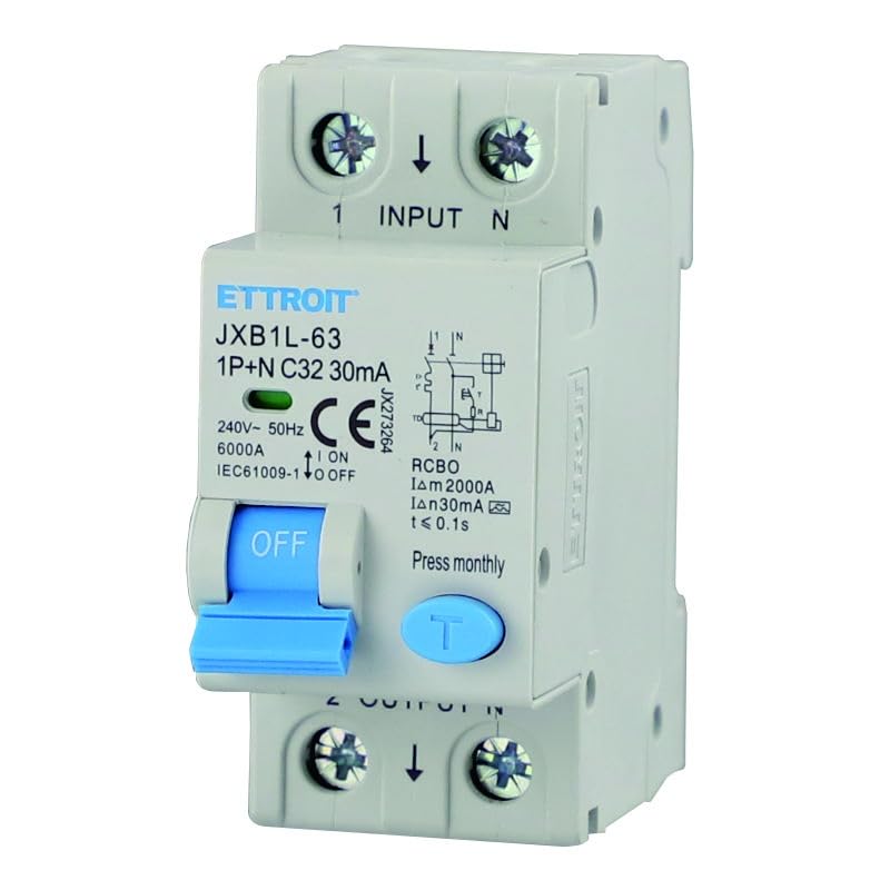 Interruttore Magnetotermico Differenziale 1P+N 32A 30mA 220V-6KA CLASSE A 2 MODULI 30mA per Guida DIN - Protezione Circuiti e Sicurezza Impianti