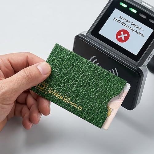 Image of RFID Blocking Credit Card Sleeve Protectors - USA Made Slim Wallet Inserts for Credit Cards, Debit Cards & ID Protection (20, Leather Look - 20 Pack)