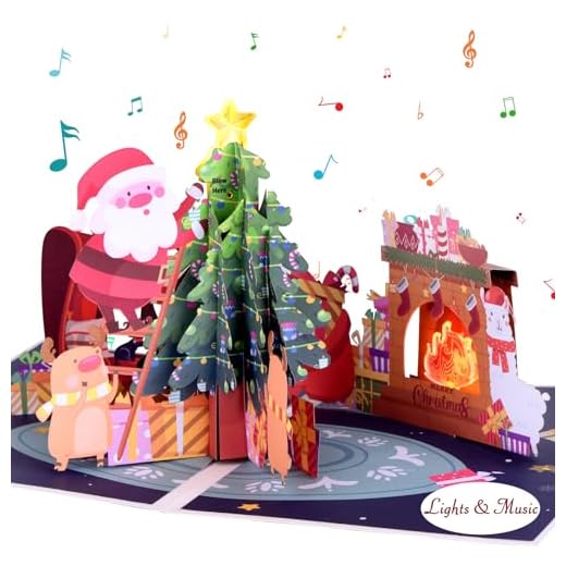Carte de Noël musicale avec lumière pour enfants, carte de Noël pop-up 3D avec arbre de Noël pour femme/homme, cadeau de Noël pour enfants, garçons, filles, épouse, mari, petite-fille, petit-fils