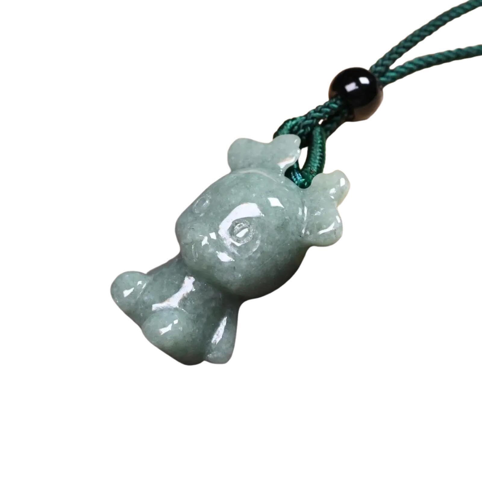 Jadeite - Colgante de alce de Navidad, collar de jade real, joyería natural vintage de lujo, regalo para mujer