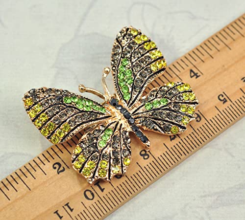 Image of Gyn&Joy Multi-Color Crystal Rhinestone Winged Butterfly Pin Brooch BZ030