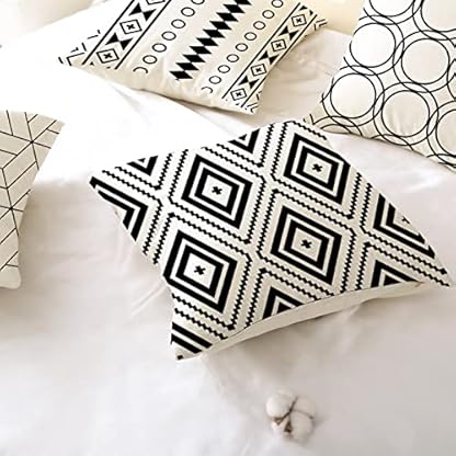 AMDXD Kissenbezug 40x40cm, Schwarz Weiß Dekokissen in Polyester mit Schwarz und Weiß Kariert-Nähte Muster für Bänke Autos, Bequem Haus Dekor – Bild 7
