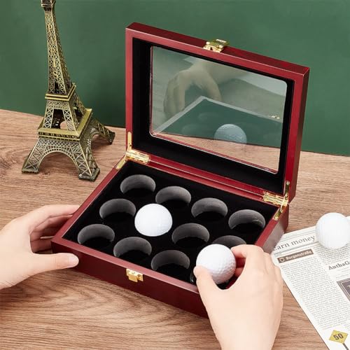 OLYCRAFT Golf Ball Display Case 12-Hole Wooden Display Box for Golf Ball Display Storage Box Golf Ball Wood Showcase Protected Cabinet Golf Rack for Golf Ball Collections - Image 3