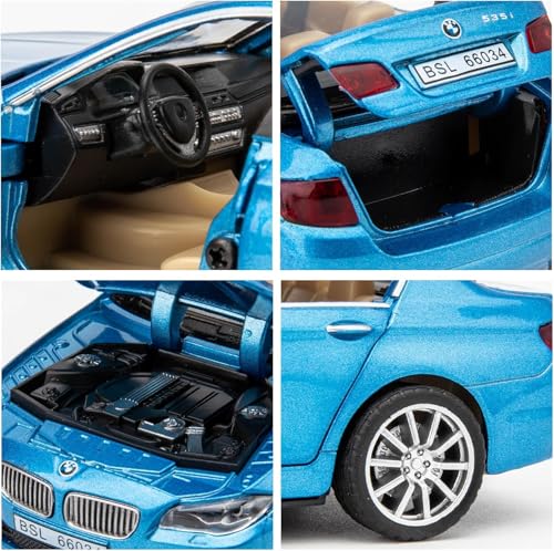 Image of 1 /32 Compatible for 535i Model Car, Zinc Alloy Pull Back Toy car with Sound and Light for Kids Boy Girl Gift (Blue)