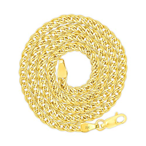 Nuragold 10k Real Yellow Gold Double Cuban Link 3.5mm Curb Chain Necklace (16"-26") Italian Jewelry for Men & Women4