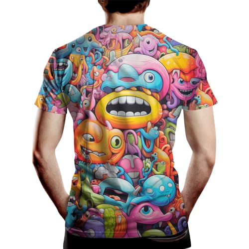 Men Women 3D Trippy Graffiti Animation Graphic T-Shirt Short Sleeve Crewneck Shirt4