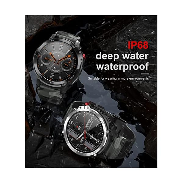 Military Smart Watch for Men with Bluetooth Call, 1.65'' DIY Screen Fitness Tracker with Music Storage/Heart Rate Sleep Monitor, 24 Modes Sport Smartwatch, 3ATM Waterproof Pedometer for Android iOS - Image 7