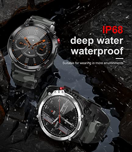 Military Smart Watch for Men with Bluetooth Call, 1.65'' DIY Screen Fitness Tracker with Music Storage/Heart Rate Sleep Monitor, 24 Modes Sport Smartwatch, 3ATM Waterproof Pedometer for Android iOS - Image 7