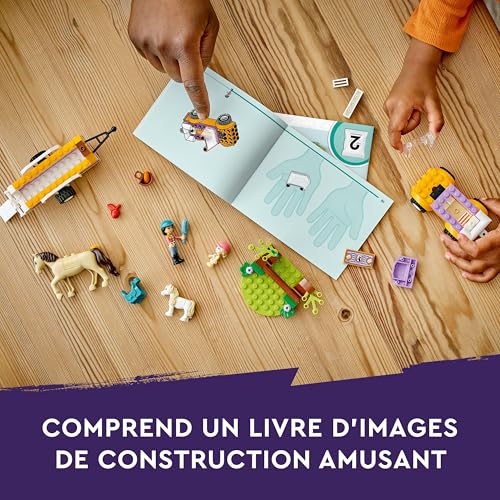 LEGO Friends La Remorque du Cheval et du Poney - Jeu avec Mini-Poupées de Liann & Zoya - Figurines de Cheval & Poney - Maquette de Voiture & Accessoires - Cadeau Original pour Fille dès 4 Ans 42634