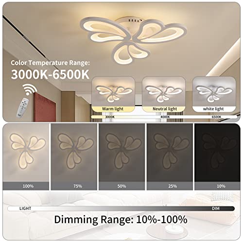 Naroume NRM-LIGHT 01-3-DIM Modern Ceiling Light Fixtures,33W Creative Butterfly Shape Led Ceiling Lamps,Dimmable Close To Ceiling Lighting Fixture,Acrylic Led Linear Ceiling Chandeliers thumb #3