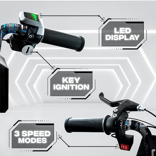 Image of Uboard 3-Wheel Drifter with LED Lights and Bluetooth for Kids Ages 6+Years,15 km /h Top Speed, 3-Hour Charge, 75 kg Weight Capacity (Camo Blue)