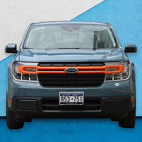 Image of TOYCIDFG Front Grille Cover Trim Strips Compatible with Ford Maverick 2022 2023 2024 2025 Truck Grille Trim Strips Cover Frame Car Decoration Accessories (Orange)