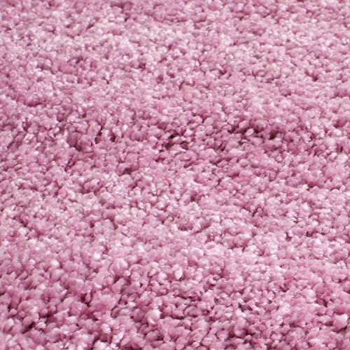 Image of Solid Fluffy Rugs and Carpet for Hall and Drawing Room 5x5 Round Baby Pink Color