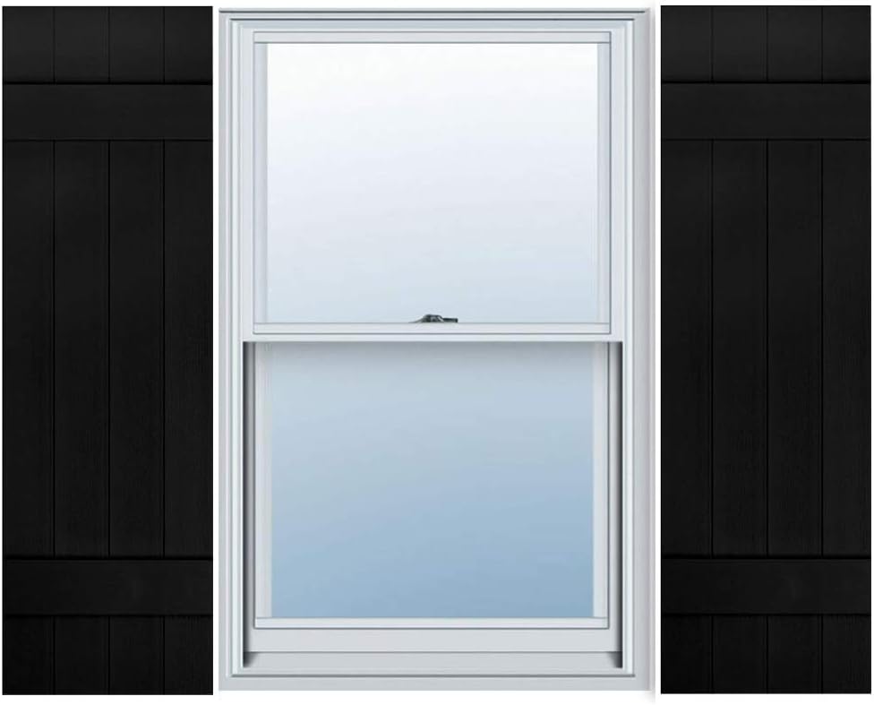 Exterior Solutions Standard Board & Batten Exterior Vinyl Shutter, Black (Pair), 14 Inch x 39 Inch