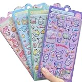 Haorange キャラクター 立体 ボンボンドロップシール, 4枚入り