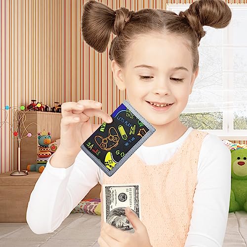Image of AI-DEE RFID Trifold Canvas Outdoor Sports Wallet for Kids - Front Pocket Wallet with Magic Sticker