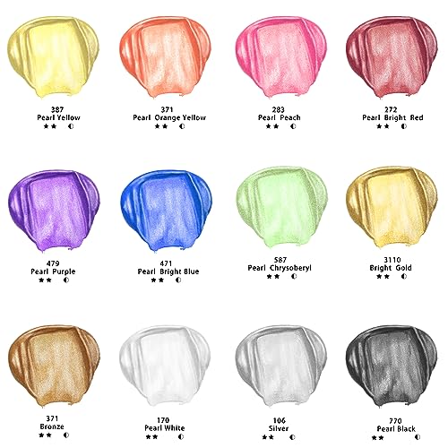 Image of Artecho Acrylic Paint Set of 12 Metallic Colors, 59ml / 2oz Primary Acrylic Paint for Outdoor Decoration, Art Painting, Supplies for Wood, Fabric, Shoe, Rock, Crafts & Canvas