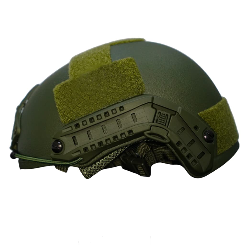 TS TAC-SKY Casco Balistico Militare NIJ IIIA 3A in Kevlar Aramidico Veloce UHMWPE con Supporto per Torcia Elettrica,Verde,M