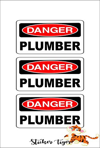 3 - Danger Plumber Hard Hat, Helmet, Toolbox, Lunchbox, iPhone Sticker Decal 1