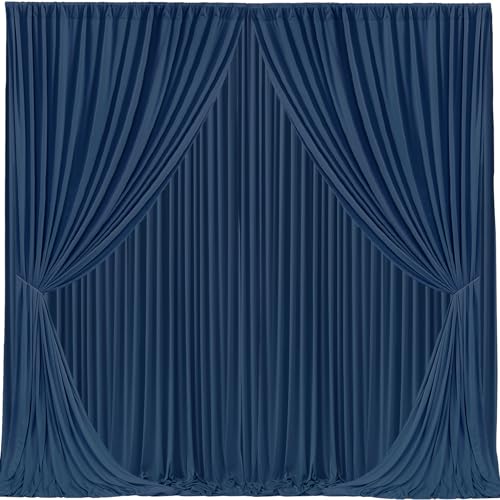 Image of 20x10 Navy Blue Backdrop Curtain for Party Wrinkle Free Polyester Fabric Photo Backdrop Curtain Drapes for Party Wedding Stage Birthday Baby Shower Decoration 5ft x 10ft,4 Panels