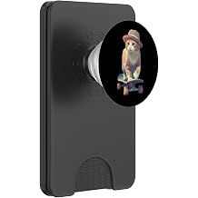 Funny Hipster Kitty with Hat Retro Skate Cool Cat PopSockets PopWallet for MagSafe