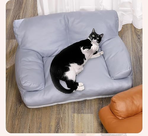 Pet-Sofa-Bed-Vintage-Cat-Puppy-Faux-Leather-Couch-with-Non-Slip-Bottom-for-Cats-or-Small-Medium-Dog-Chair-Grey-Large - Cucciolini Doodles   Pet-Sofa-Bed-Vintage-Cat-Puppy-Faux-Leather-Couch-with-Non-Slip-Bottom-for-Cats-or-Small-Medium-Dog-Chair-Grey-Large