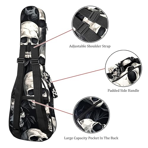 Waterproof Oxford Cloth Ukulele Bag Fairy with Bird and Flower Durable & Stylish Ukulele Case with Storage Funny Skull Pattern - Les Beatles, Paul McCartney, John Lennon, RIngo Starr, George Harrison Waterproof Oxford Cloth Ukulele Bag Fairy with Bird and Flower Durable & Stylish Ukulele Case with Storage Funny Skull Pattern – Image 4