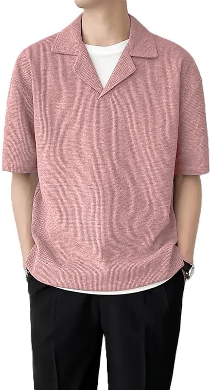 ZilconMen's Fashion Waffle (Wool) Shirt Classic Short Sleeve Lightweight Down Tshirt Casual t Shirt for Men