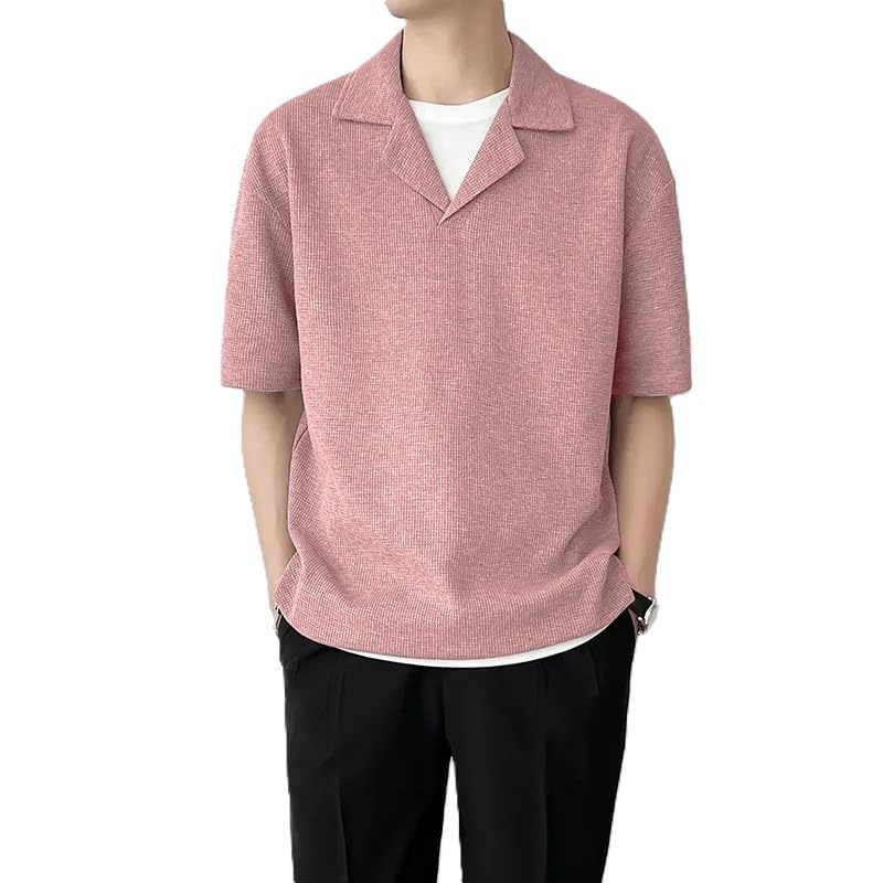 ZilconMen's Fashion Waffle (Wool) Shirt Classic Short Sleeve Lightweight Down Tshirt Casual t Shirt for Men