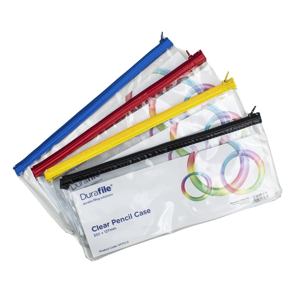Durafile Clear Pencil case, Pack of 4