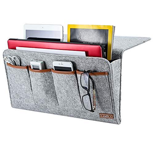 Zafit Bedside Caddy, Large Size Storage Organizer with 7 Pockets for Magazine, Remotes, Phone...