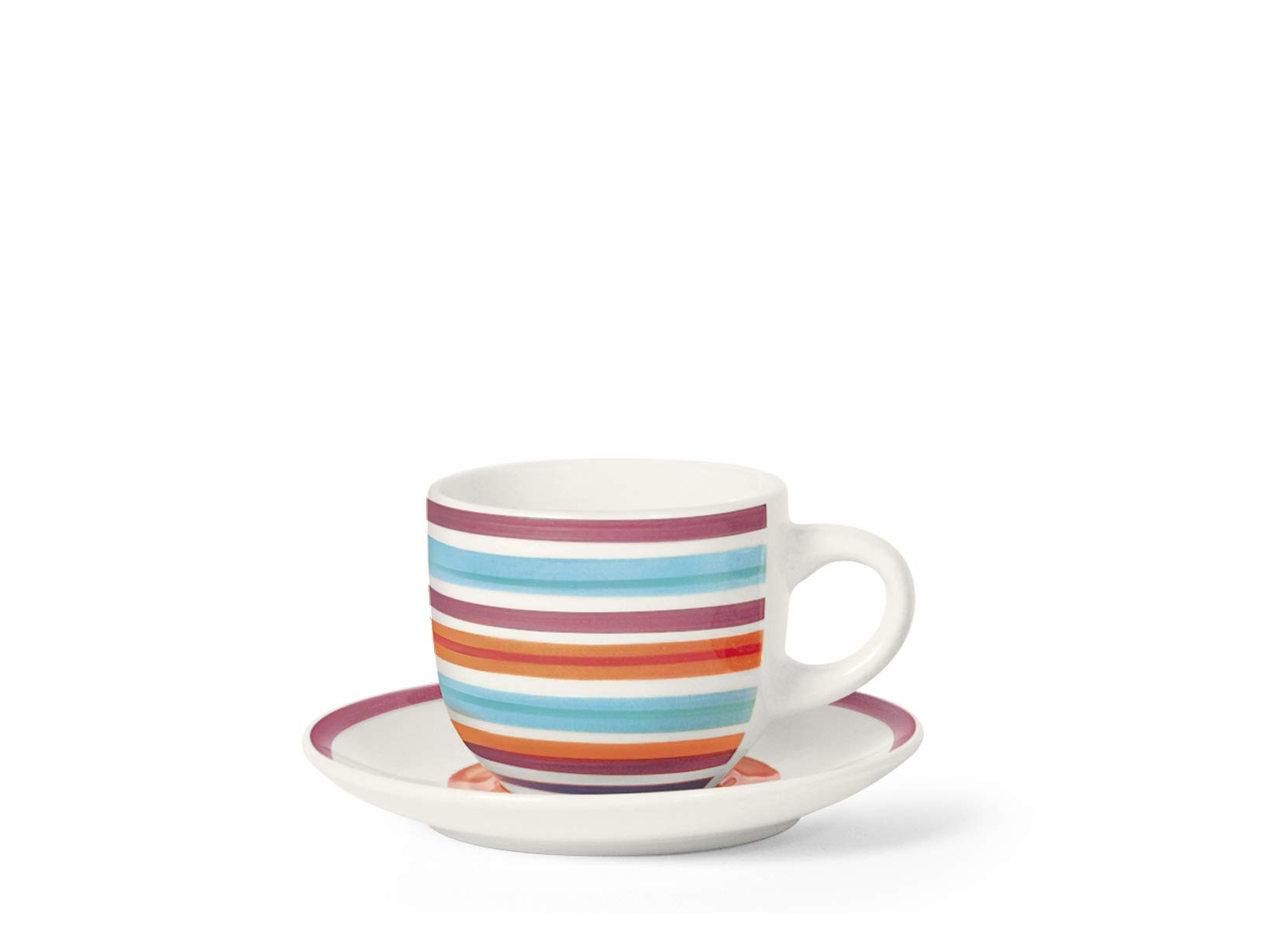 Home 100 Righe Set 6 Tazze Caffè, con Piattino, Stoneware, cc95