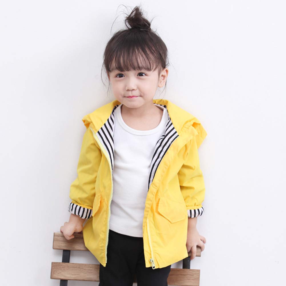 Coupe Vent Blouson Bébé Veste Imperméable Enfants Bébé Cape de Pluie Motif Canard Dessin Animé Mignon Manteau Imperméable avec Capuche Raincoat(110)