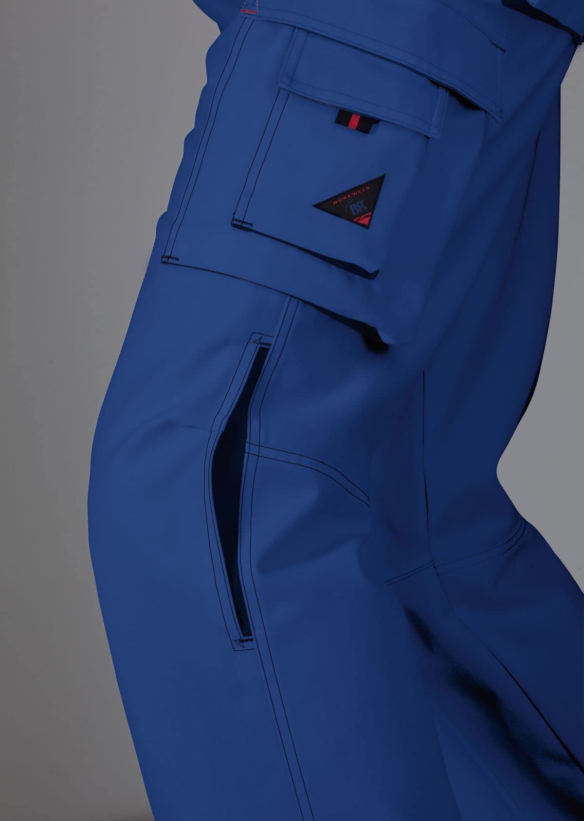 BP Workwear 1788-555-13 Arbeitshose - Gummizug im Rücken - Bundfalten - Normale Passform - Größe: 50n - Farbe: königsblau/schwarz