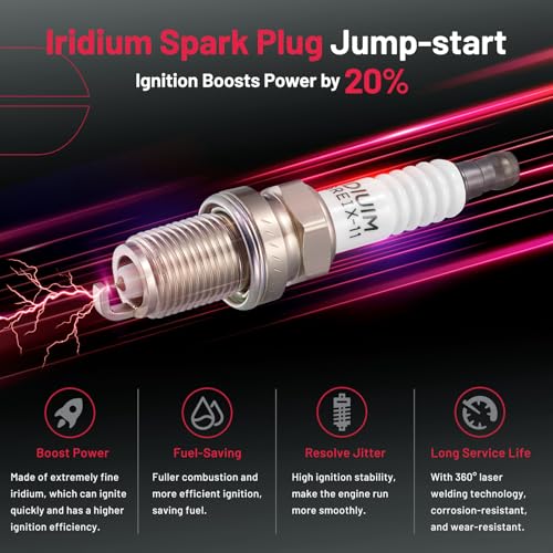 Image of BDFHYK 4 Ignition Coil Pack UF526 and 4 Iridium Spark Plug 7092 Compatible with Saab 2003-2011 9-3, 2010-2011 9-3X 2.0L l4 Coil for DG457 DG472