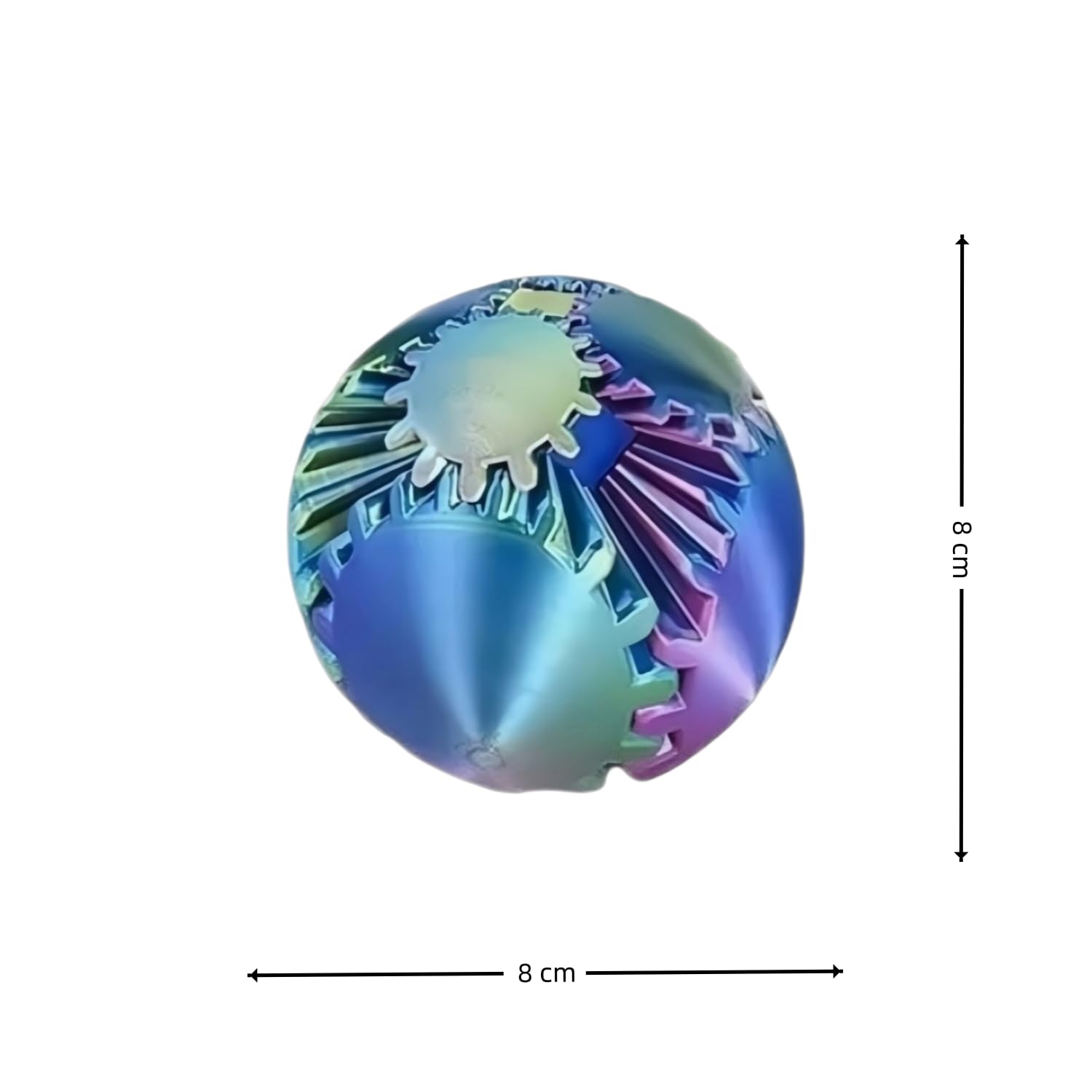 Piłka zębata z nadrukiem 3D, sensoryczny spinner, antystresowy spinner, kompaktowy żyroskop stołowy do biura – w podróży i domu (tęczowy (średni), zestaw 4 sztuk