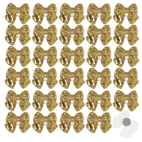 30 imanes con forma de moño para refrigerador dorados