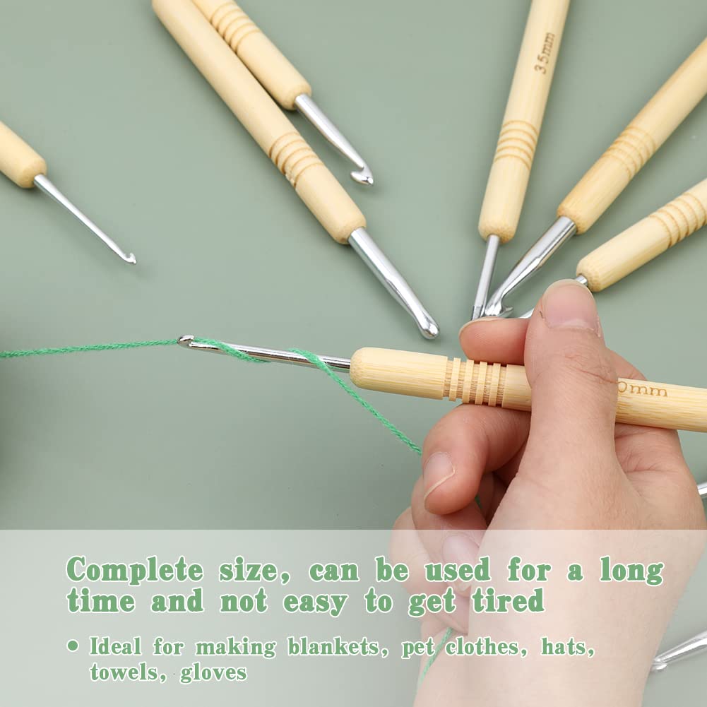 Set Di 3 Uncinetti Con Manico In Legno - Per Maglia, Dreadlocks E Artigianato